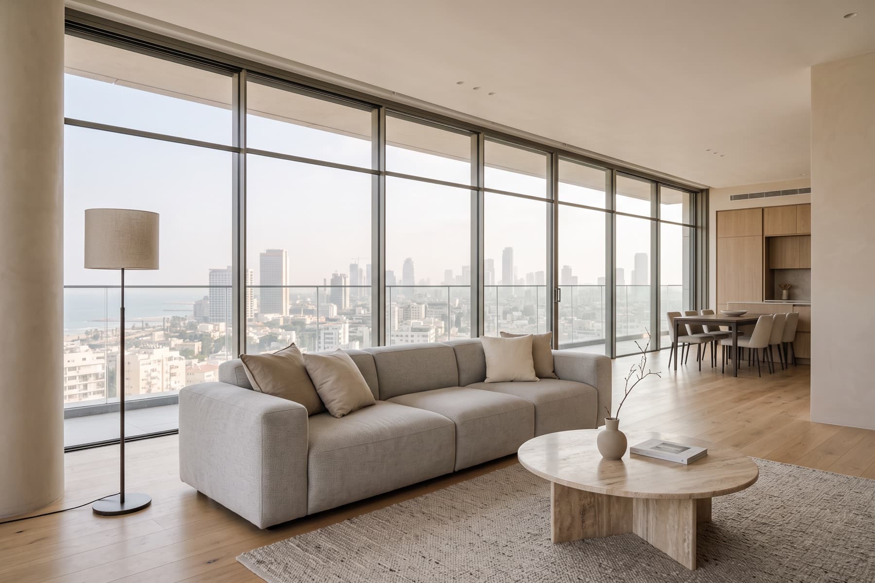 Park Tzameret residence: open-plan living behind full-height glazing