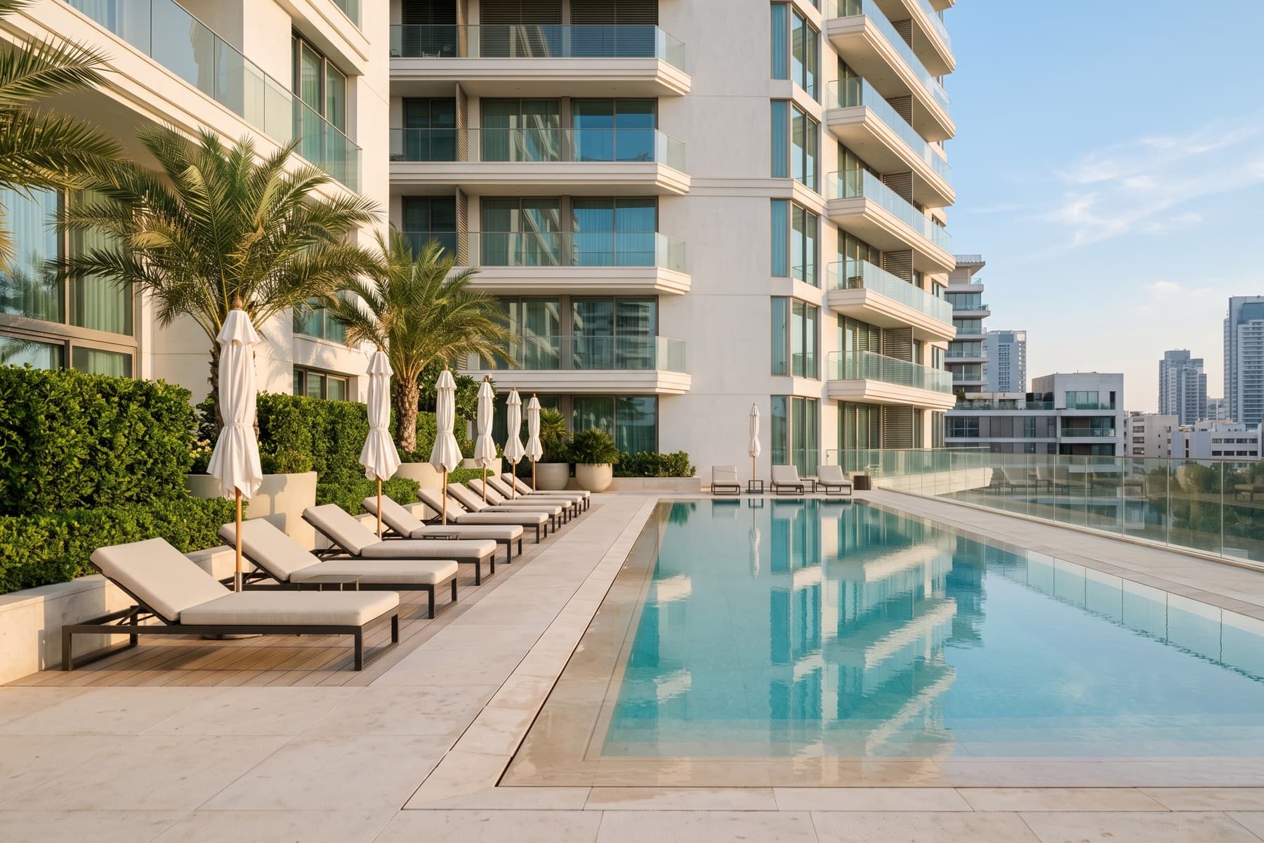 Ashdod Marina apartment: the shared pool deck