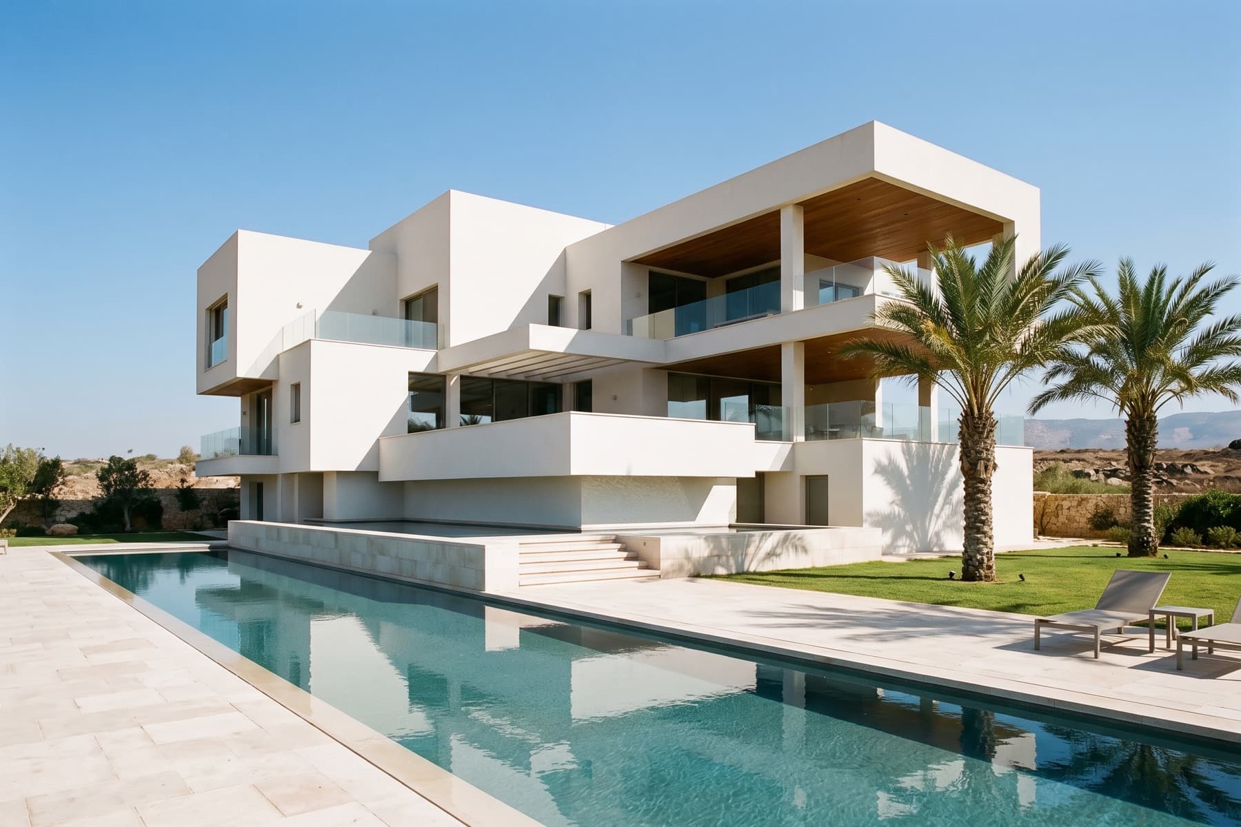 Caesarea Ridge: a completed villa and pool