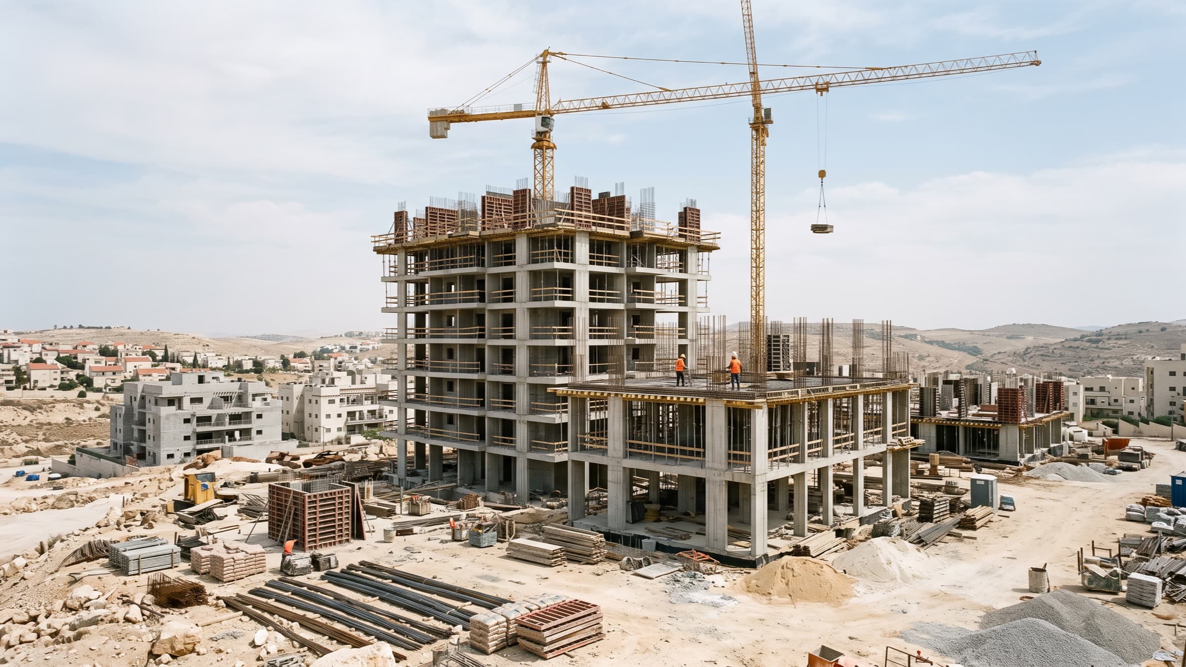 A large residential development during structural works