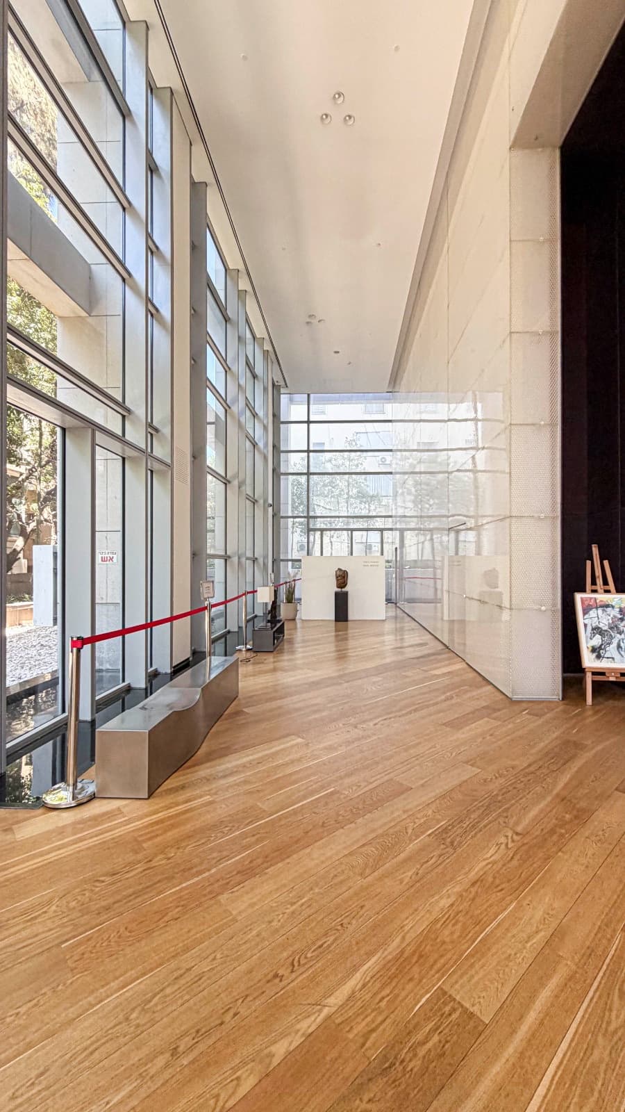 Tower lobby with curated artwork